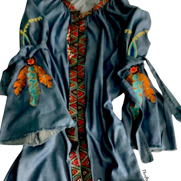 NWOT | BOHEMIAN | BEACH COVER UP | FABRIC SOFT JEANS | SIZE ALL FIT - Picture 11 of 16